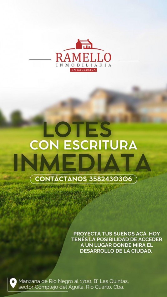 LOTES EN VENTA - Frente al Complejo el Aguila 
